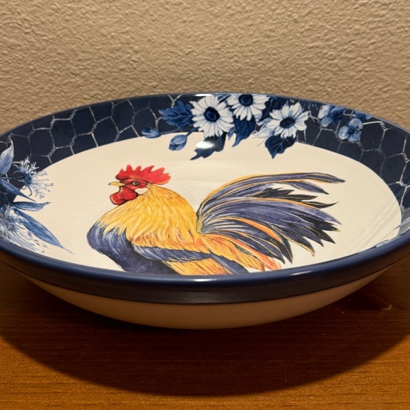 Farmhouse Rooster Bowl, Extra Large Colorful Ceramic Serving Bowl, Rooster Decor - Picture 10 of 15